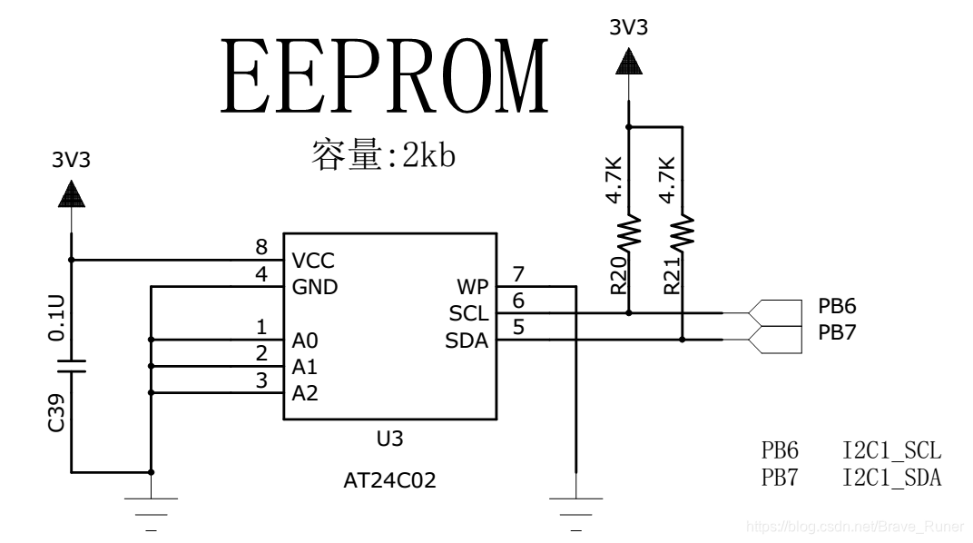 EEPROM 硬件连接图