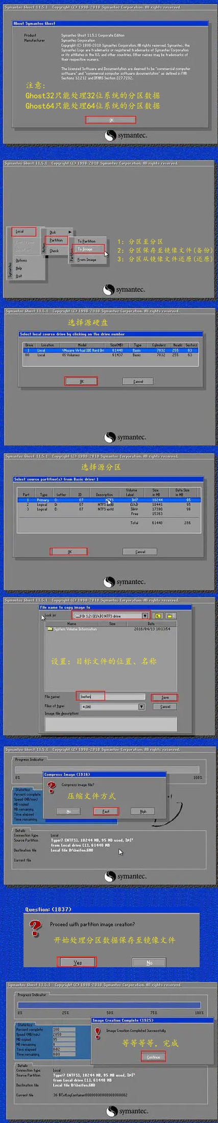 下面以把系统分区备份成镜像文件为例说明