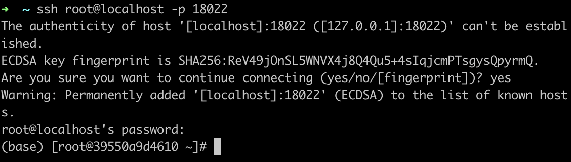 docker centos ssh