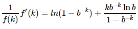 1f(k)f′(k)=ln(1−b−k)+kb−klnb1−b−k