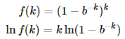 f(k)=(1−b−k)klnf(k)=kln(1−b−k)