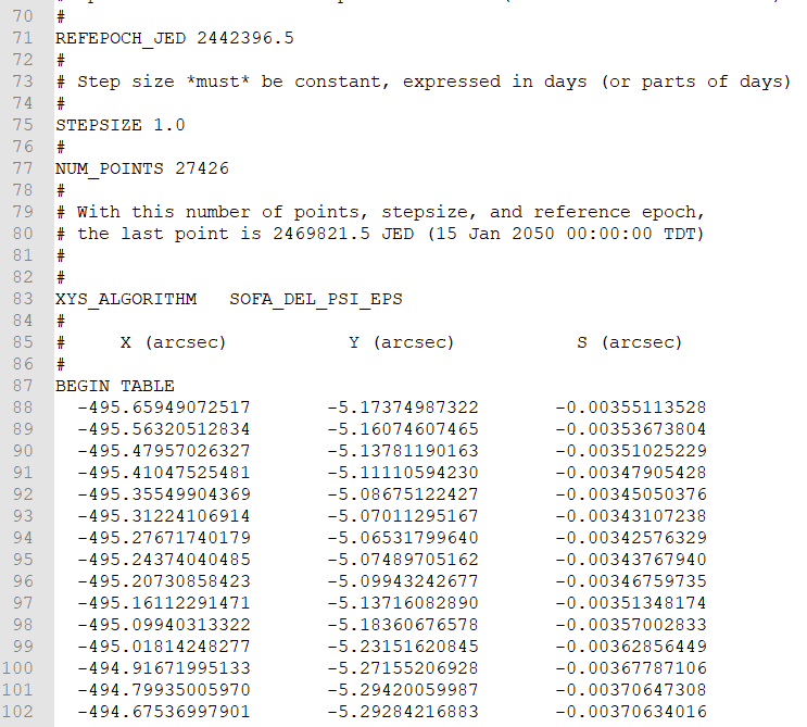 STK的ＸＹｓ参数文件内容