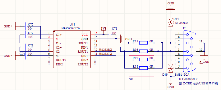 ttl转232芯片应用电路