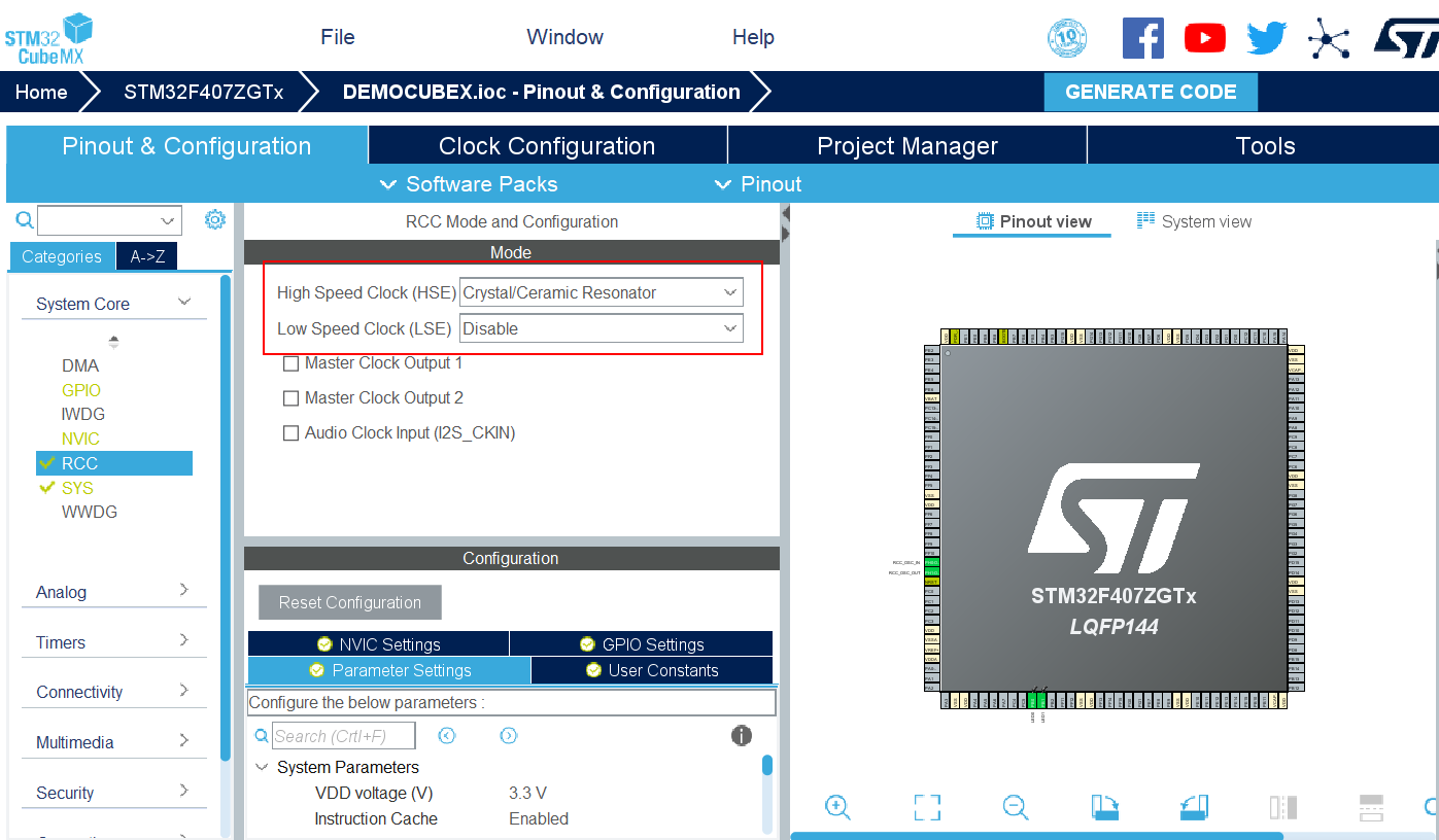 STM32CubeMX快速生成STM32F407ZG芯片寄存器初始化