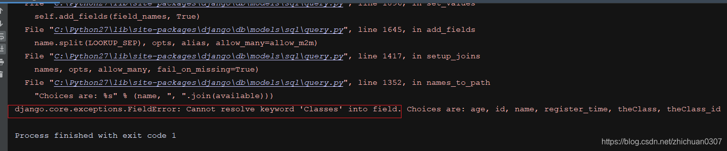 Django Core Exceptions FieldError Cannot Resolve Keyword Classes