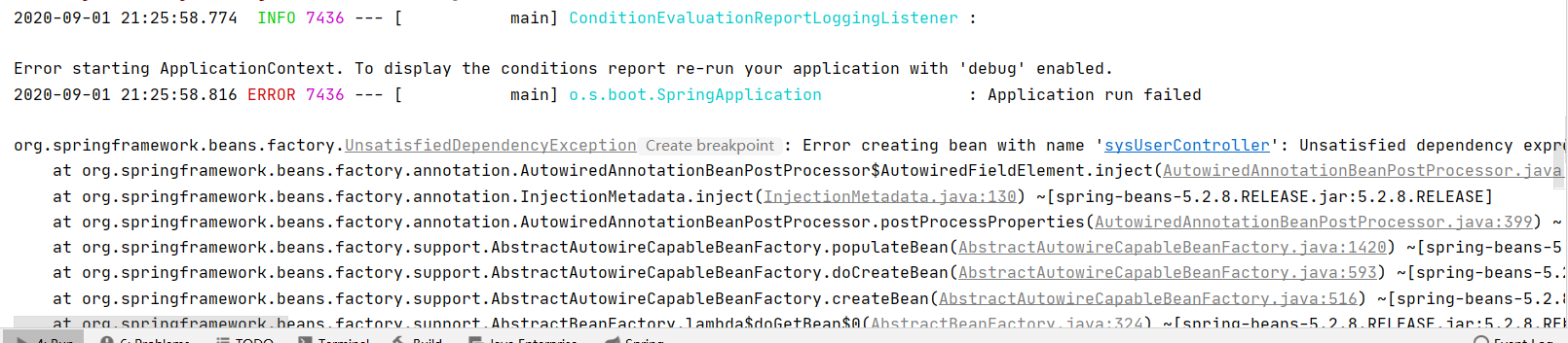 Spring boot After the new project is run, the error is to display the ...
