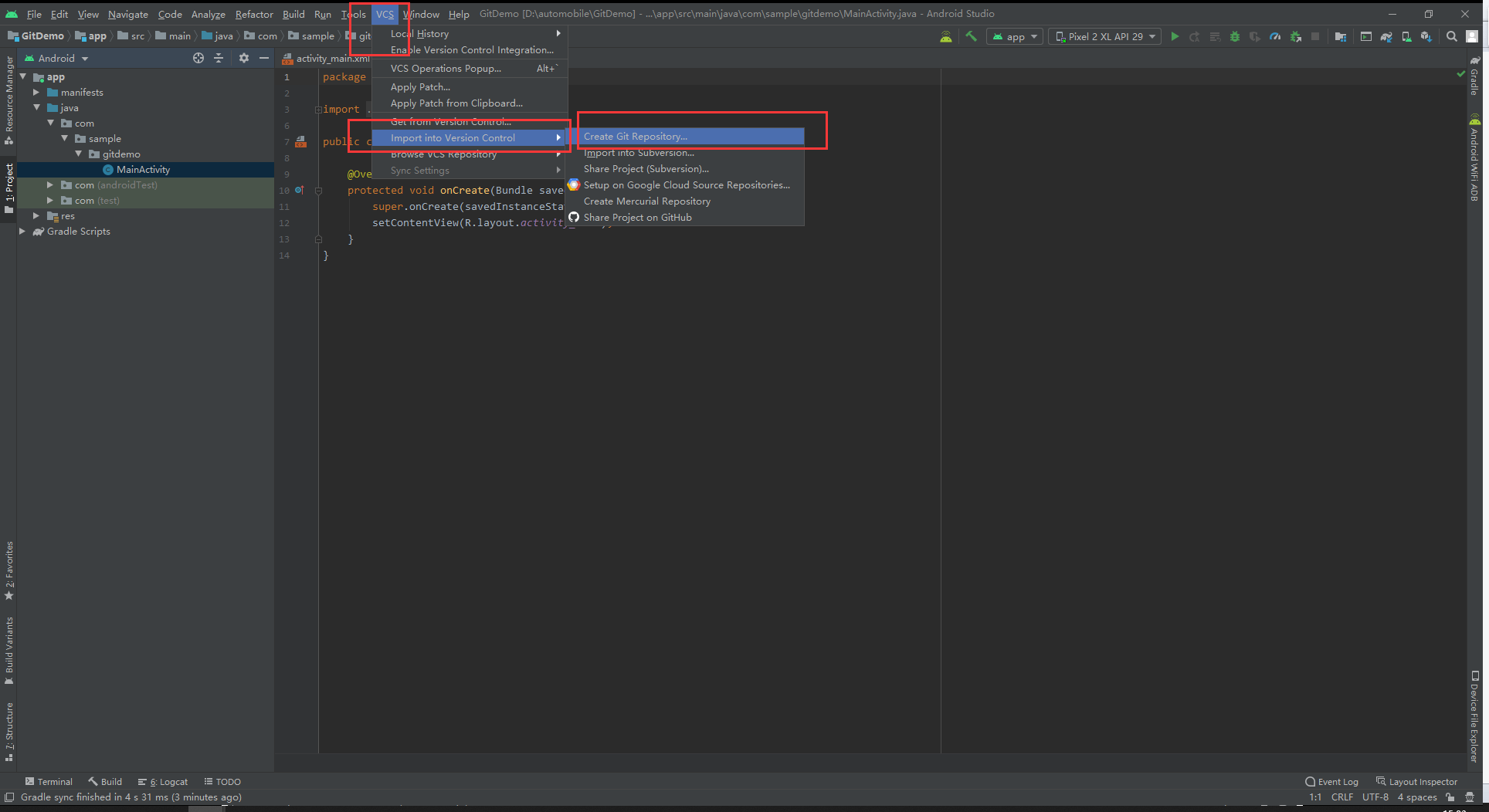 android studio git integration