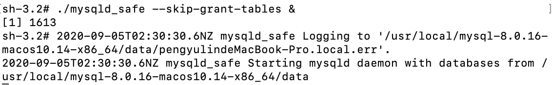 ./mysqld_safe --skip-grant-tables &