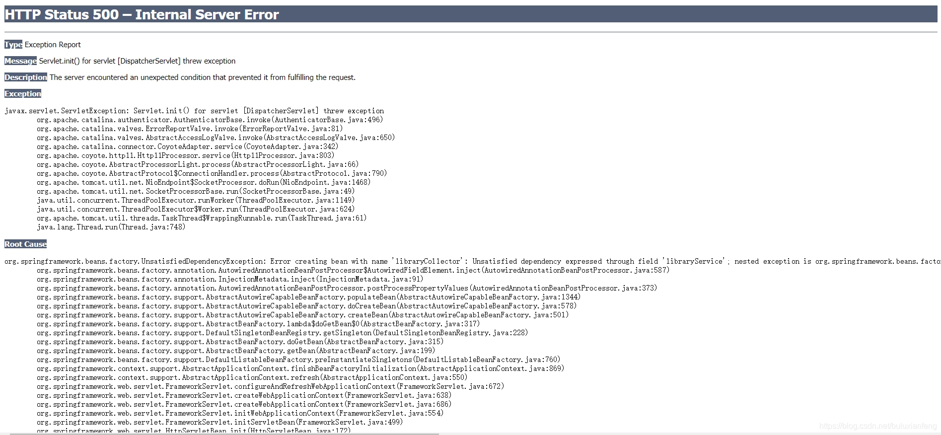 HTTP Status 500 - Request processing failed; nested exception is org ...