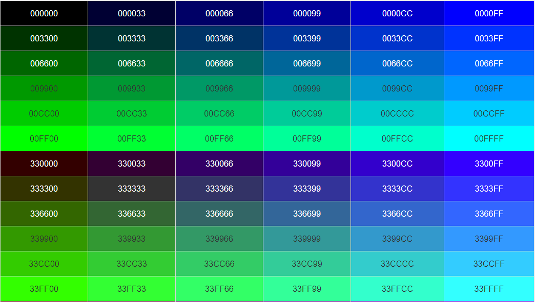 颜色十六进制对照表图片
