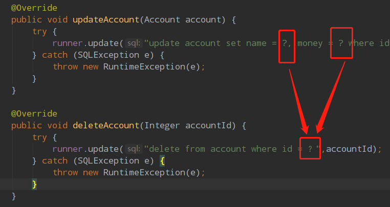 java.sql.SQLException: Wrong number of parameters: expected 0, was given 1 Query: delete from acc...