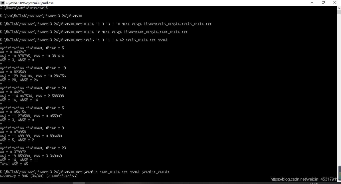 Figure 2 Input command and test result