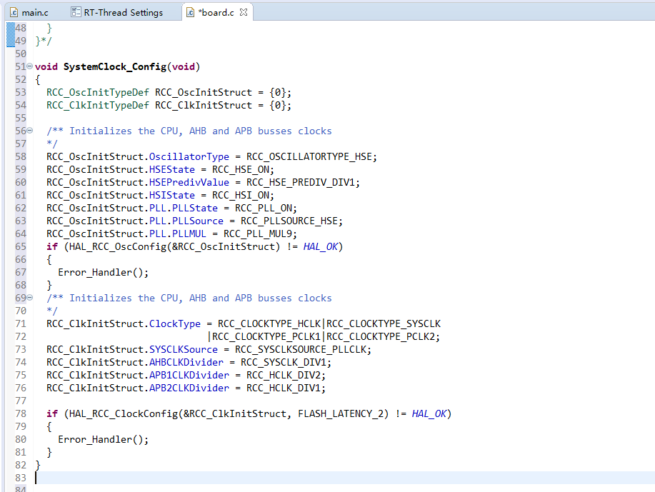 RT-Thread STM32 configuration system clock (using external crystal ...