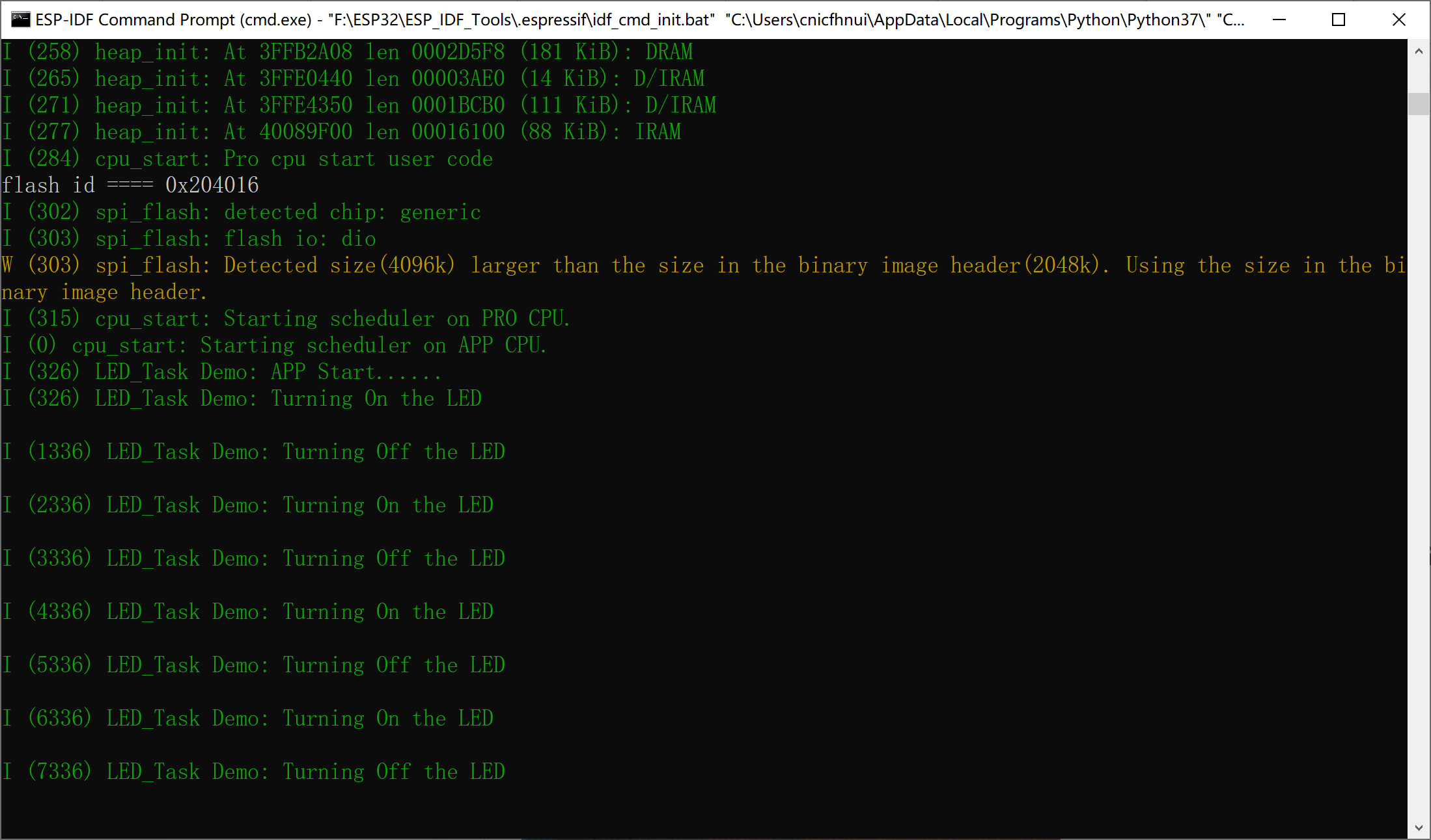 ESP32 开发笔记(三）源码示例 2_LED_Task ESP32任务方式控制LED 