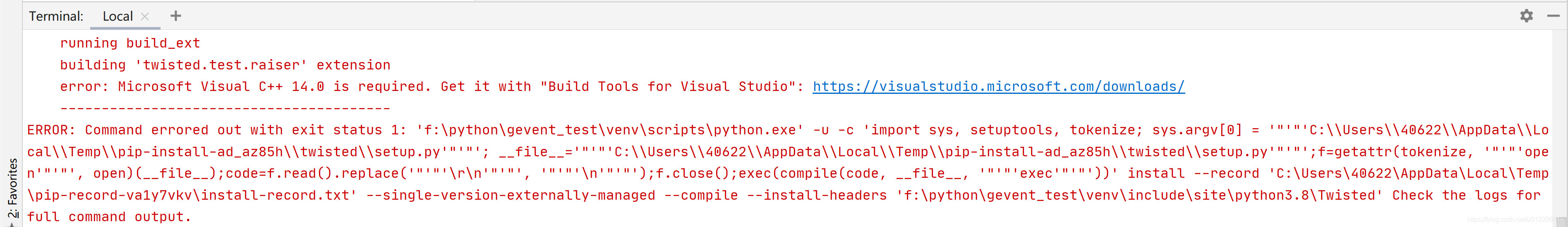 Pycharm安装twisted库 报错 Microsoft Visual C 14 0 Is Required Get It With Build Tools For Visual Stu 墨痕诉清风的博客 程序员资料 程序员资料