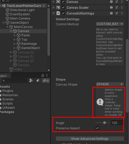 Unity 工具 之 CurvedUI （曲面UI）一些基本操作和CUSTOM_RAY 射线交互时注意事项整理_curved ui-CSDN博客