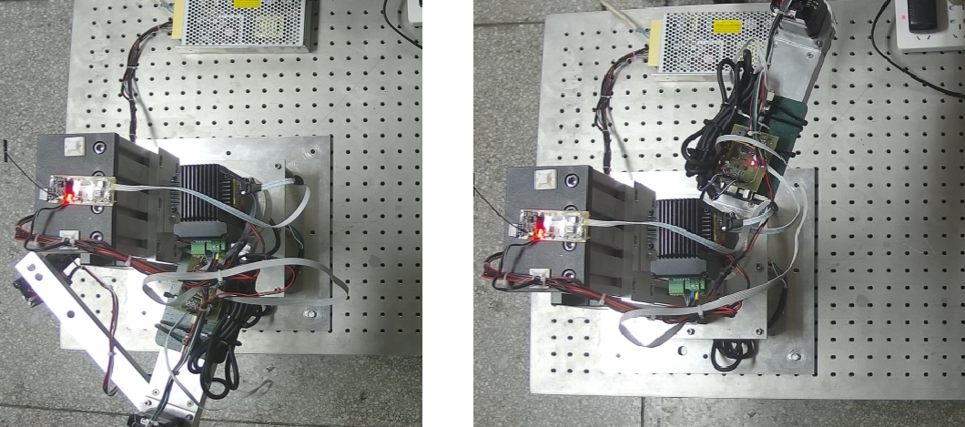 ▲ 机械臂移动前后的位置