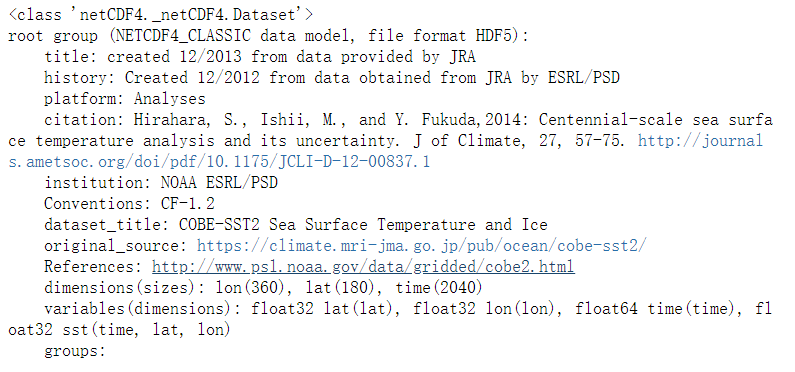 Netcdf4 python读取.nc(netCDF4)文件_from netcdf4 import dataset sst = dataset(