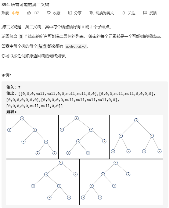 [LeetCode] 894. All Possible Full Binary Trees - Programmer Sought