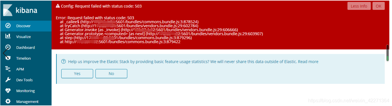 kibana报错Config: Request failed with status code: 503_request failed ...