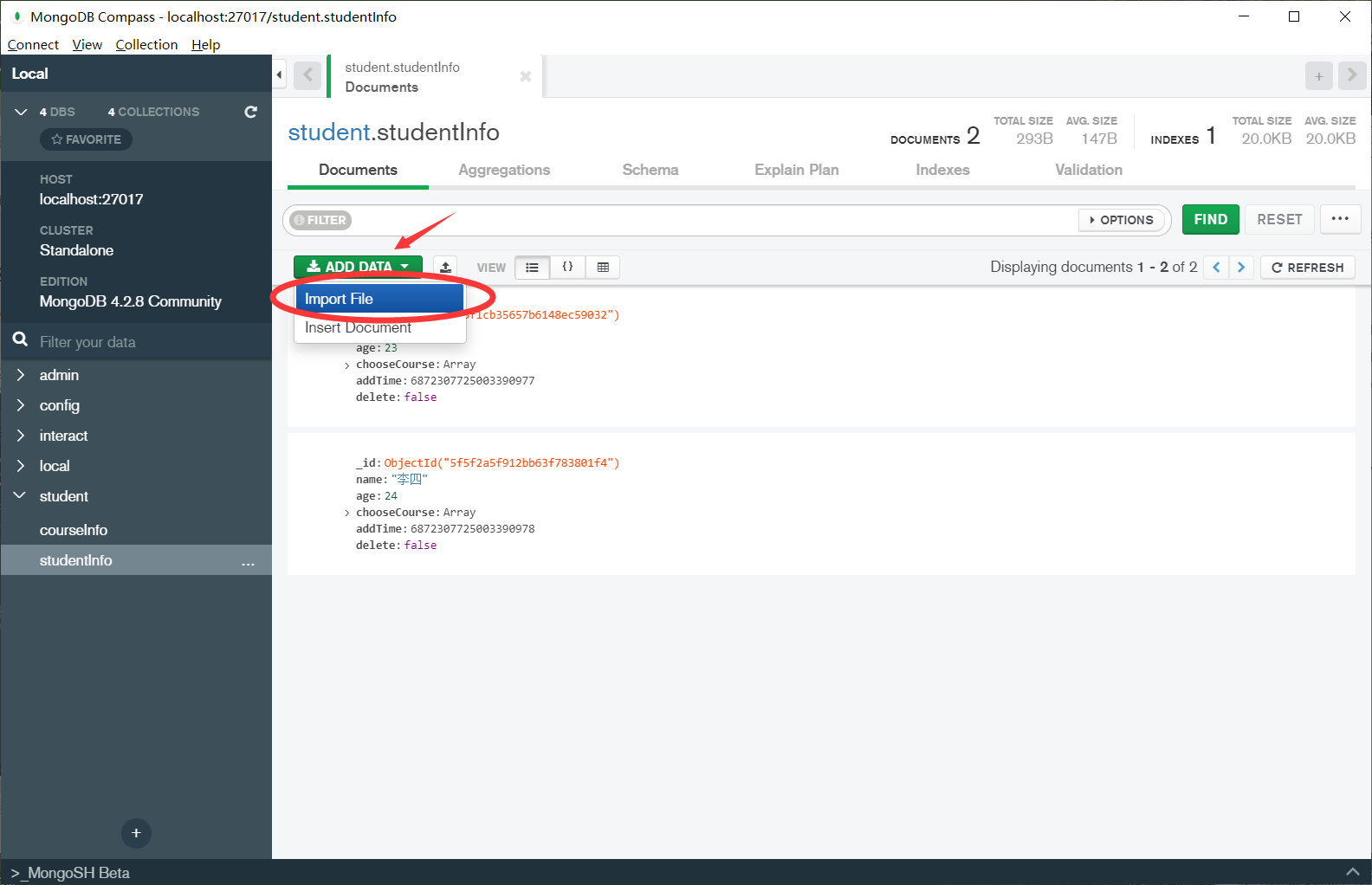 mongodb compass filter