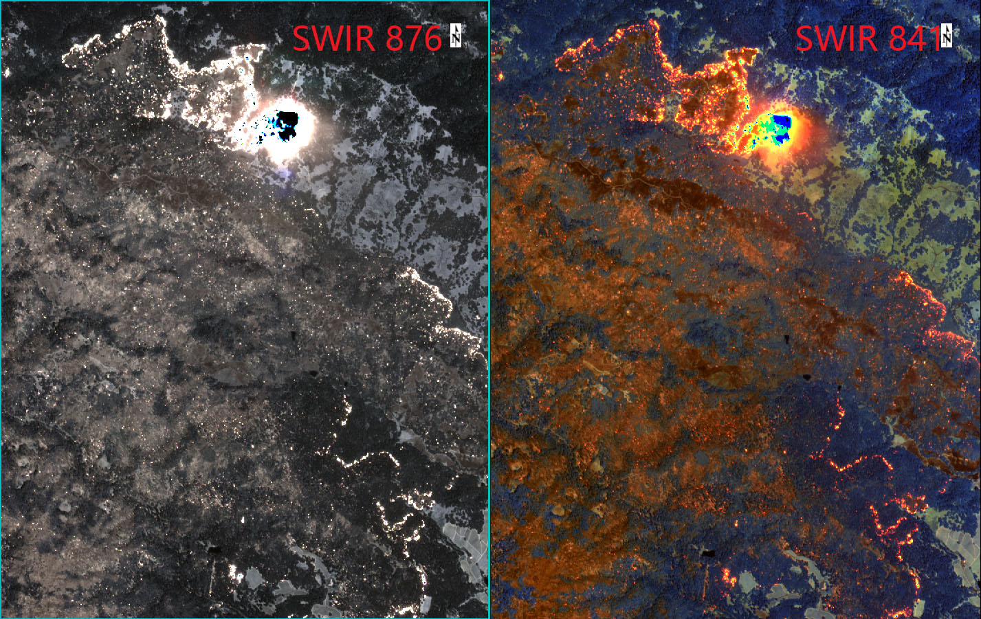 火灾地区的短波红外数据worldview3swir共享以美国西部山火为例