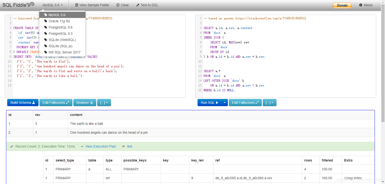 SQL Fiddle