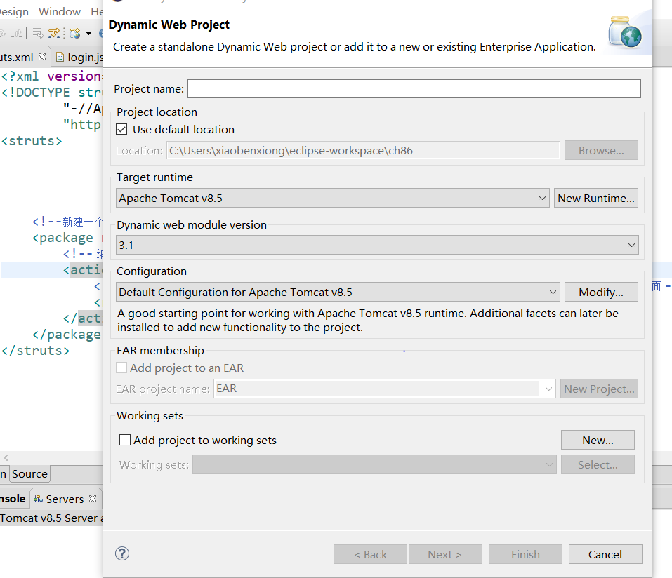 Eclipse中第一个struts2项目的成功搭建教程_struts2 Jsp Eclipse启动-CSDN博客