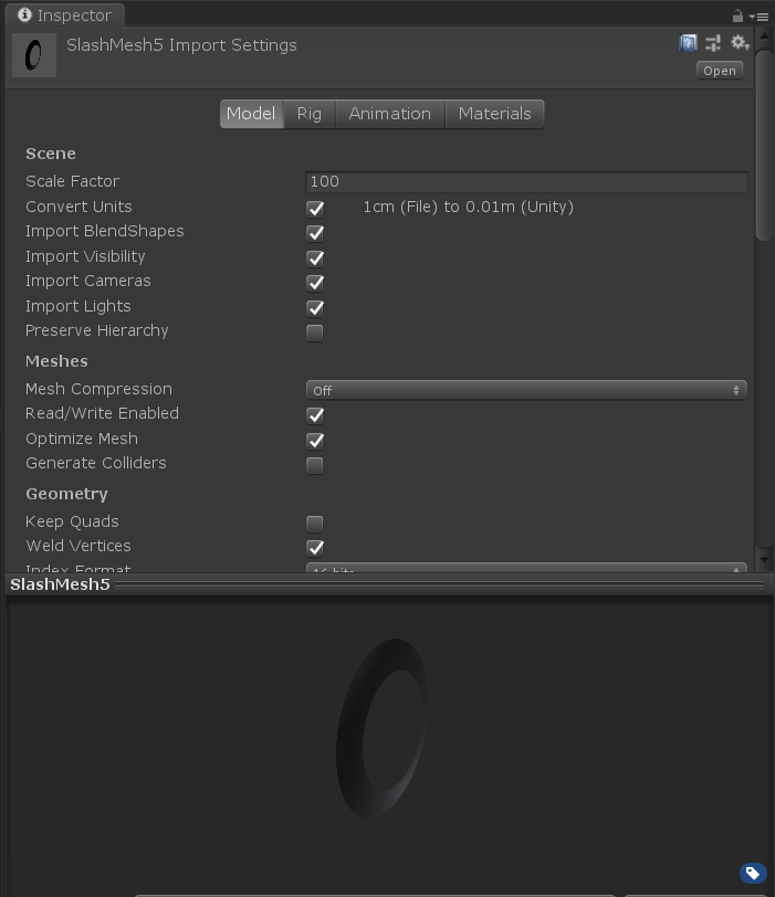 unity模型导入设置