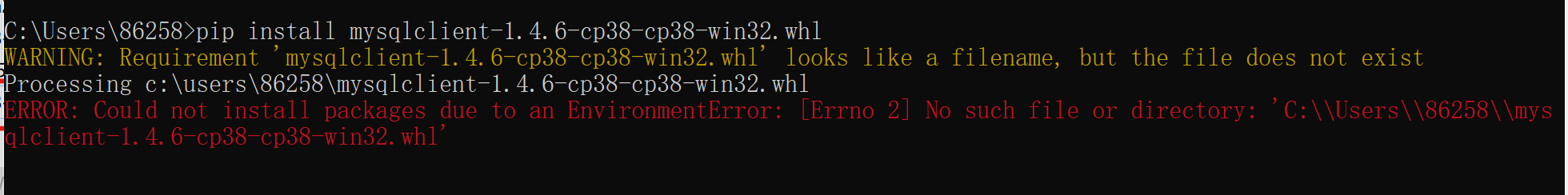 手把手教你解决pip install mysqlclient 安装失败_mysqlclient 1.4.6 cp38 cp38 win32 ...