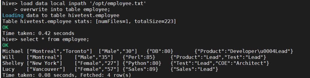 hive高阶语句(load,insert,排序,聚合运算)