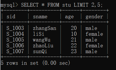 mysql 数据库单表查询——高级查询