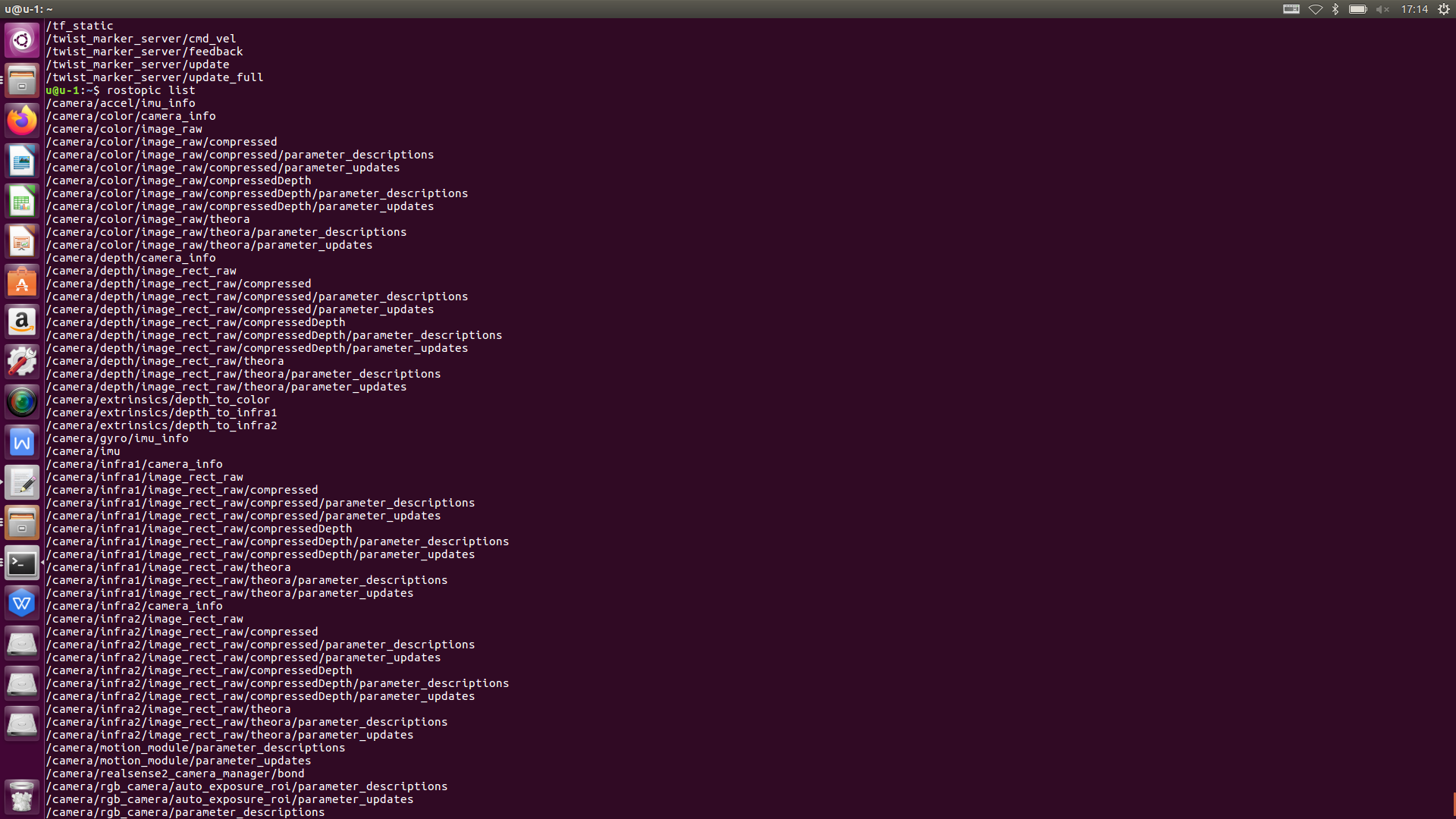 单相机时的 topic list