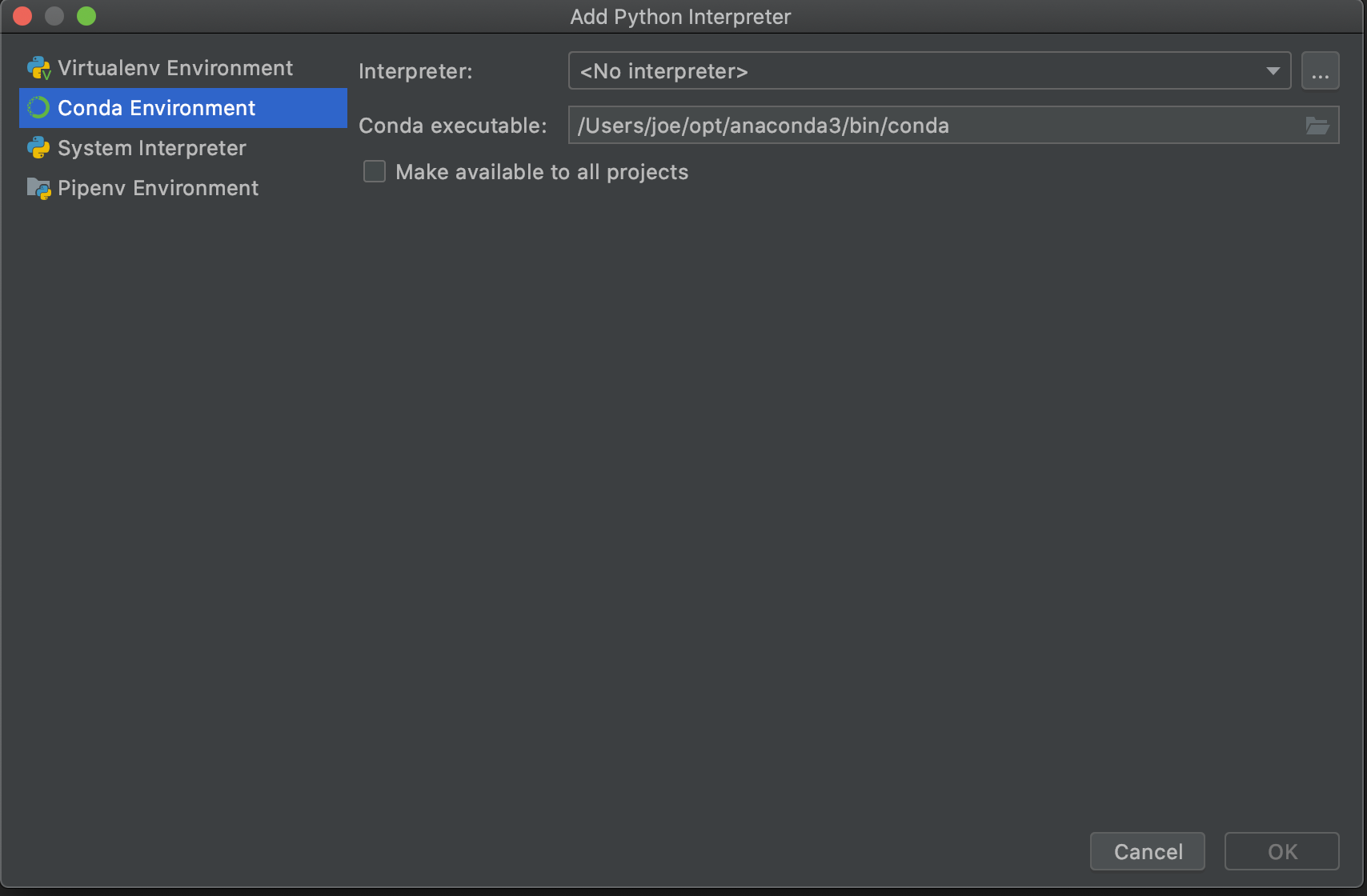 mac os下anaconda pycharm搭建pytorch环境