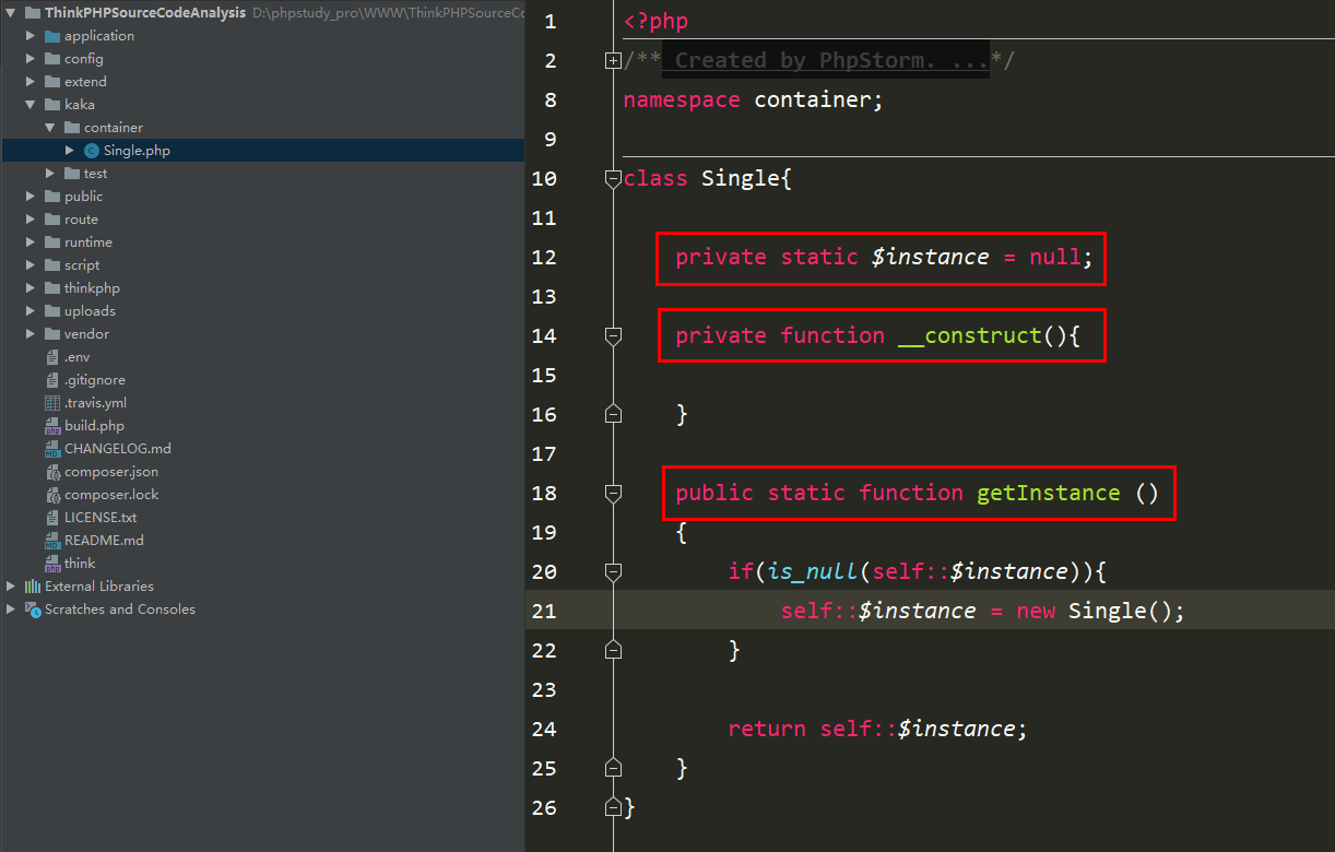 ThinkPHP コンテナのシングルトン モード