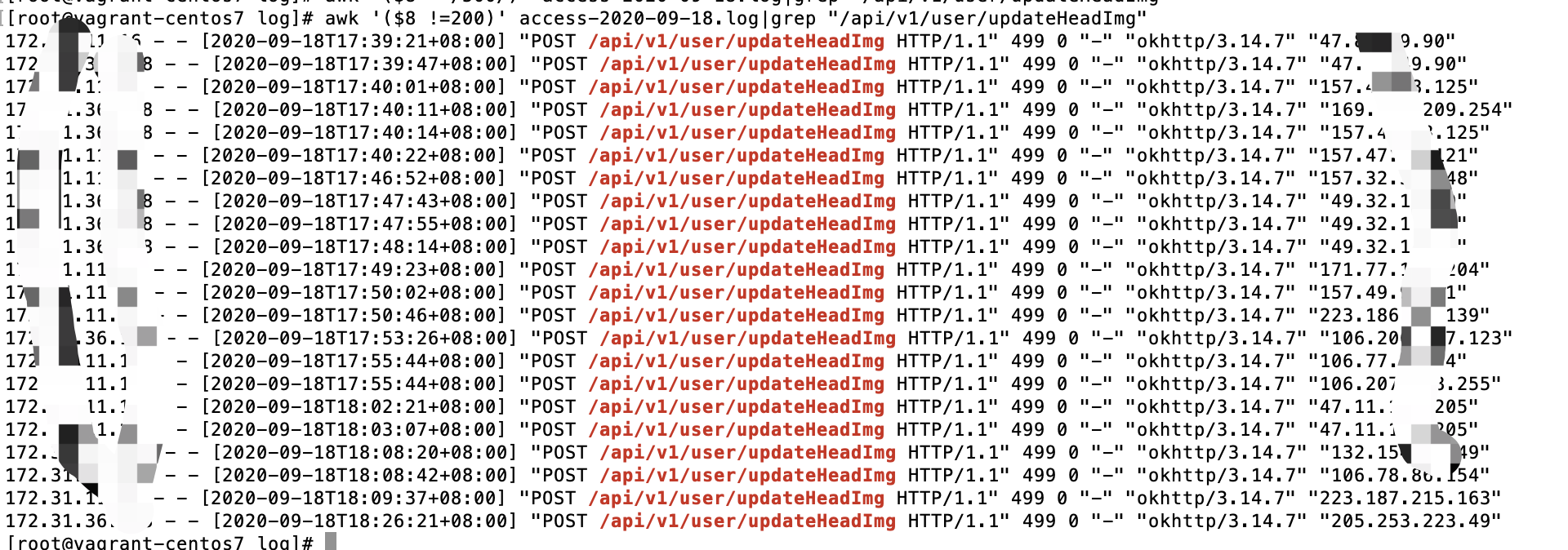 Linux awk统计日志中出现过的IP(或出现次数最多的N个IP)