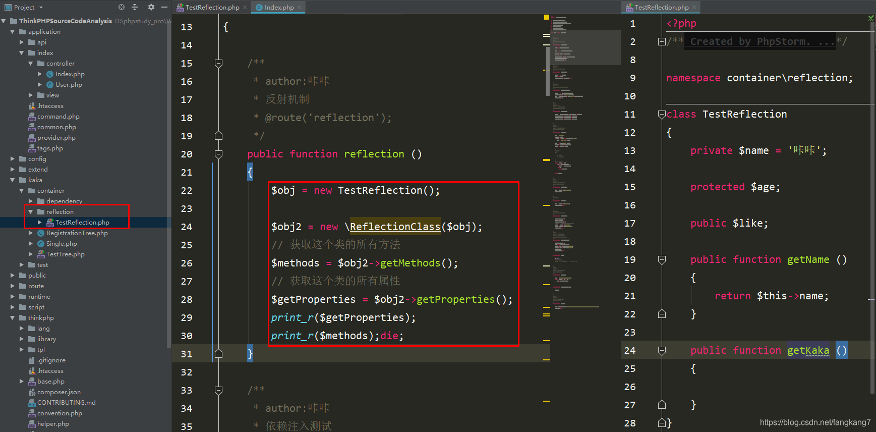 Reflection mechanism of ThinkPHP container