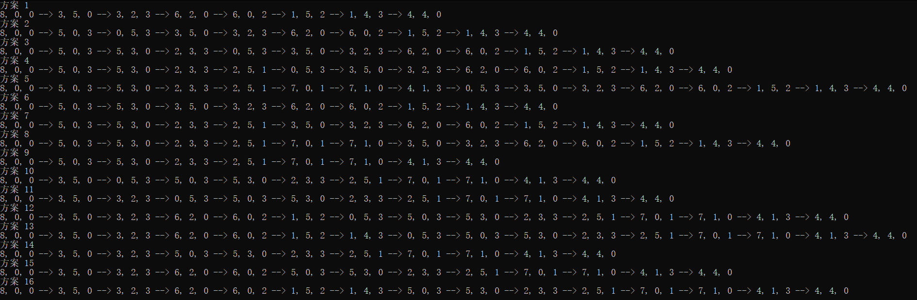 3个桶均分8升水 c++