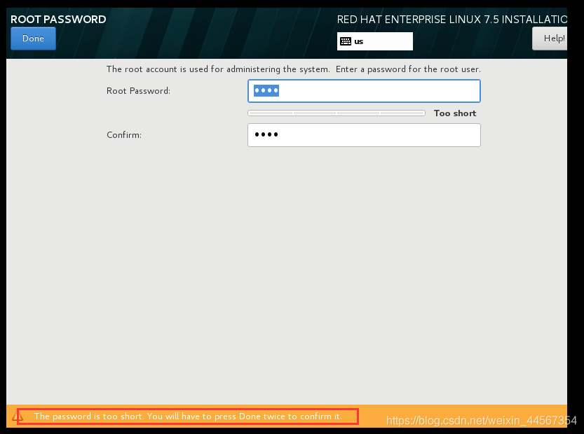 两次密码输入一致后，若密码设置的过于简单，需要点击两次Done来强制使用该密码