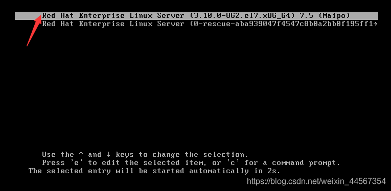 选择第一项进入linux系统