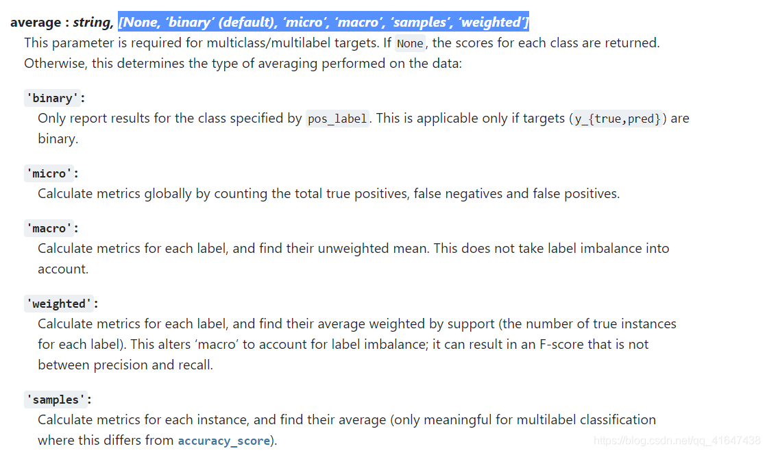 Sklearn metric:recall,f1 的averages参数[None, ‘binary’ (default), ‘micro ...