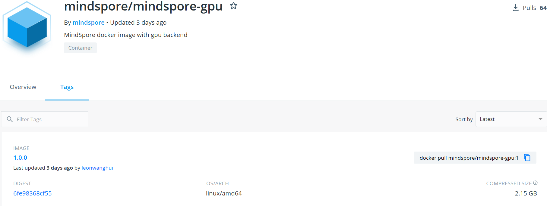 docker hub mindspore-gpu