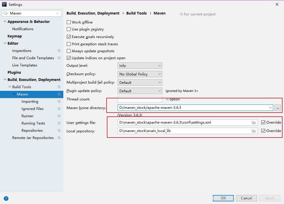 Idea configuration default Maven path