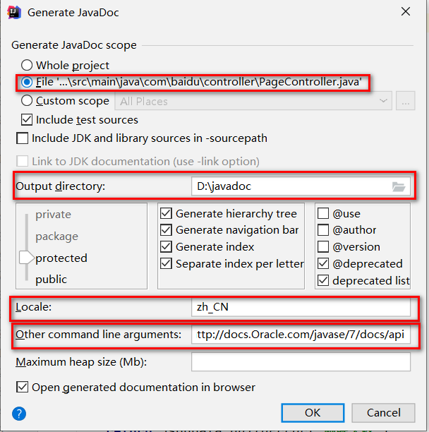 idea 生成javadoc文件（并解决Error running ‘Javadoc‘ Cannot generate JavaDoc
