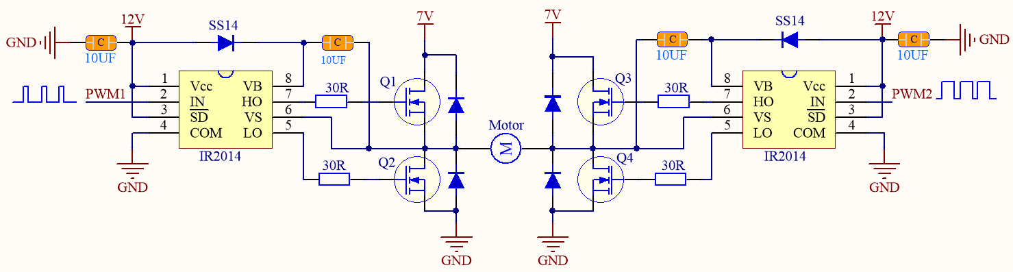 stm32ir2104s的h桥电机驱动电路详解