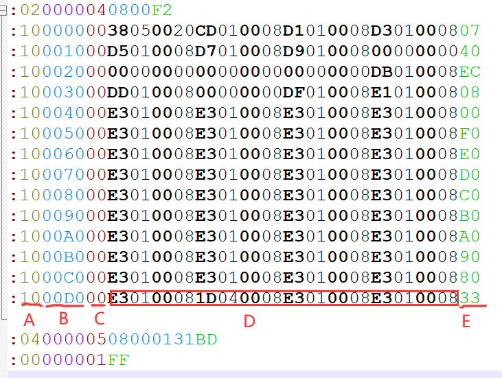 Intel Hex File Example HEX文件格式详解_.hex文件-CSDN博客