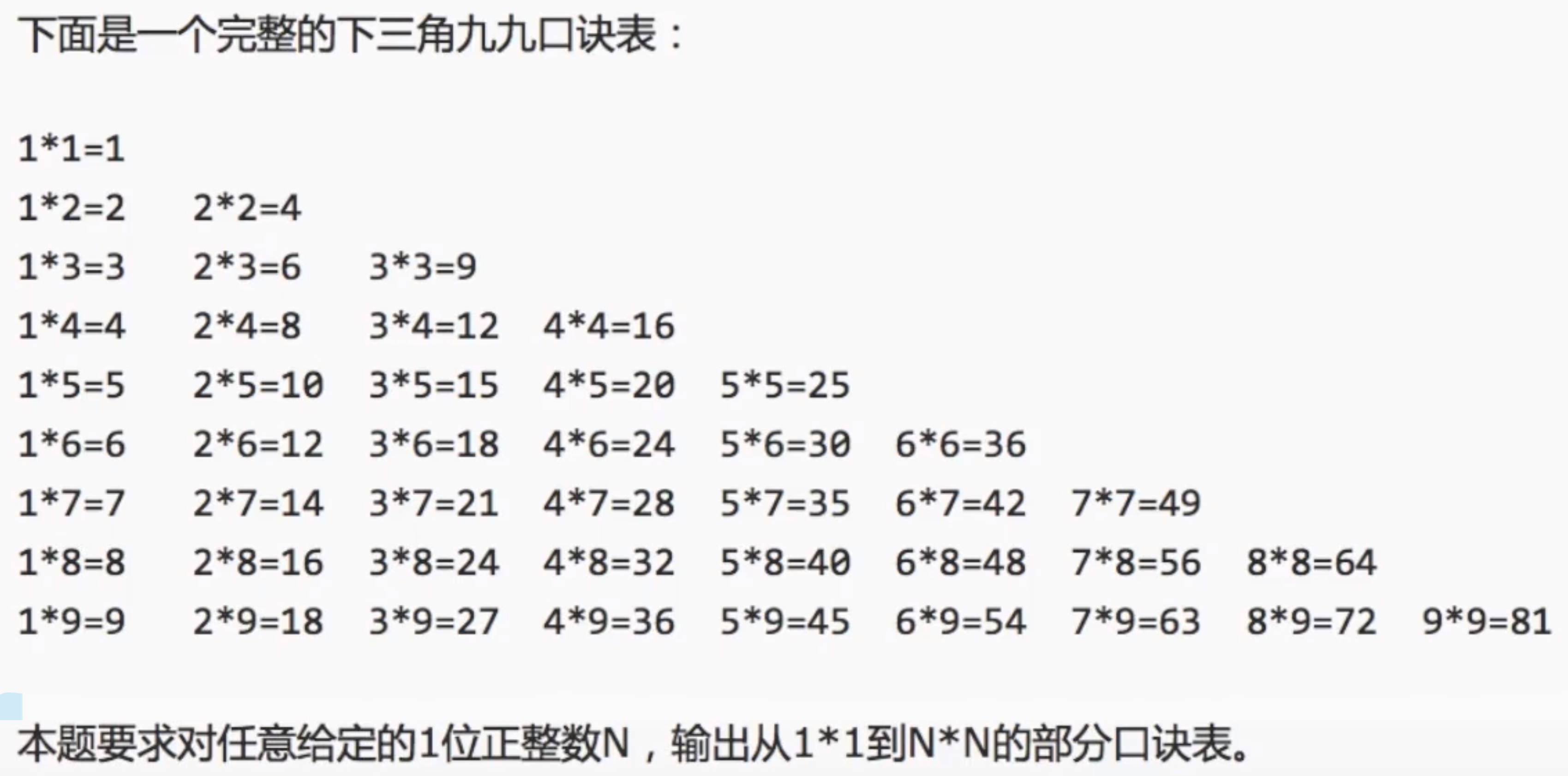 4-6,打印九九乘法表