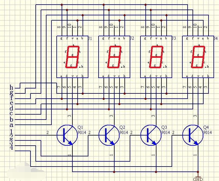 一位共阴数码管实验