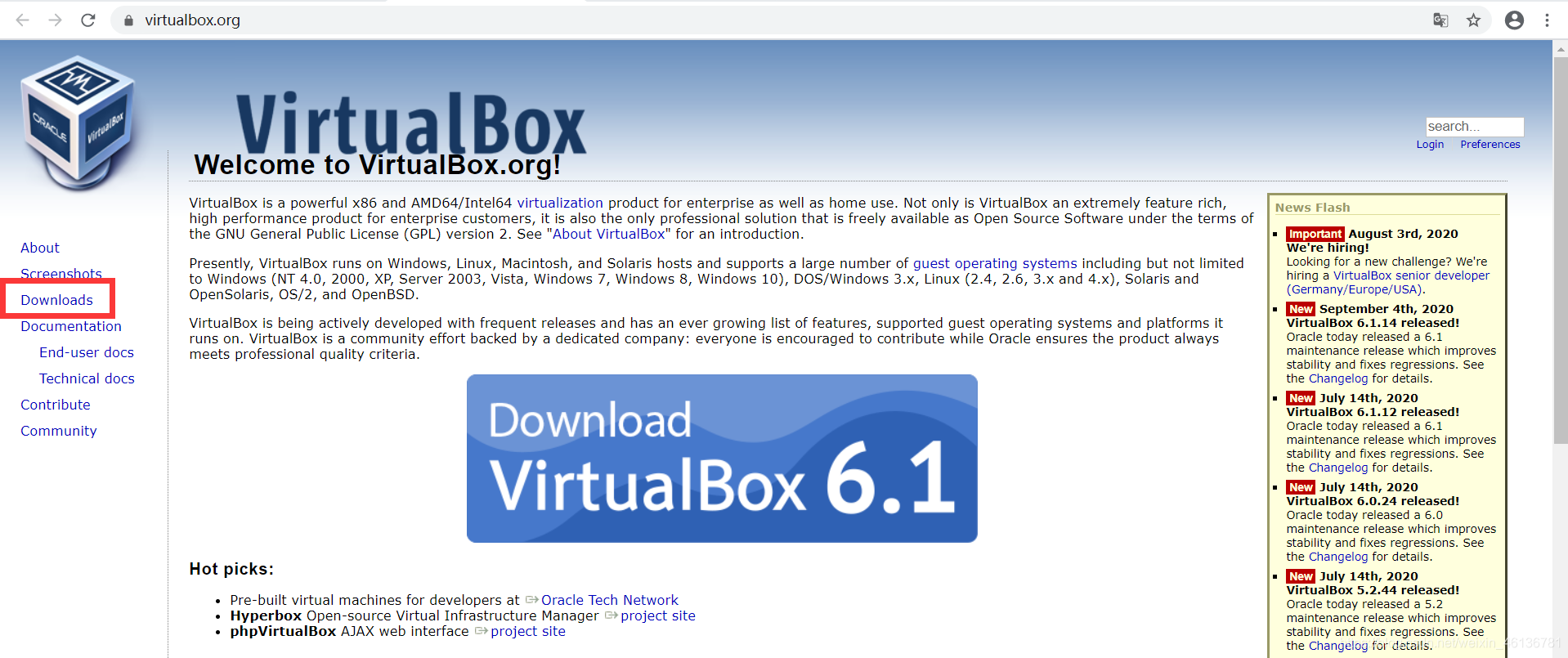 VirtualBox官网