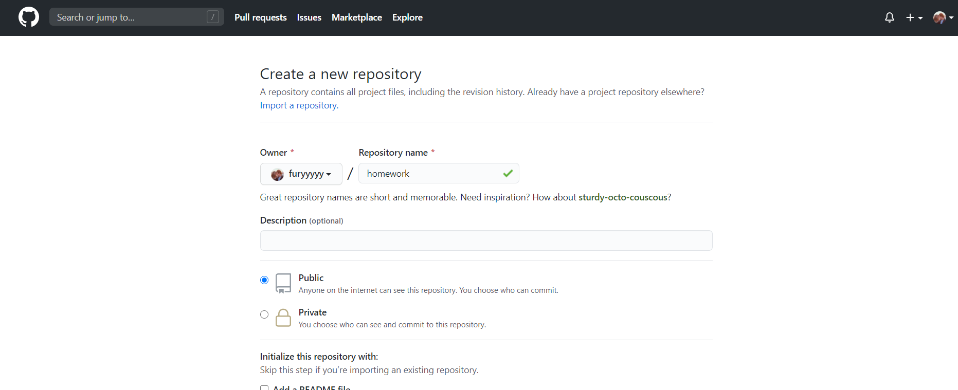 在github新建一个repository